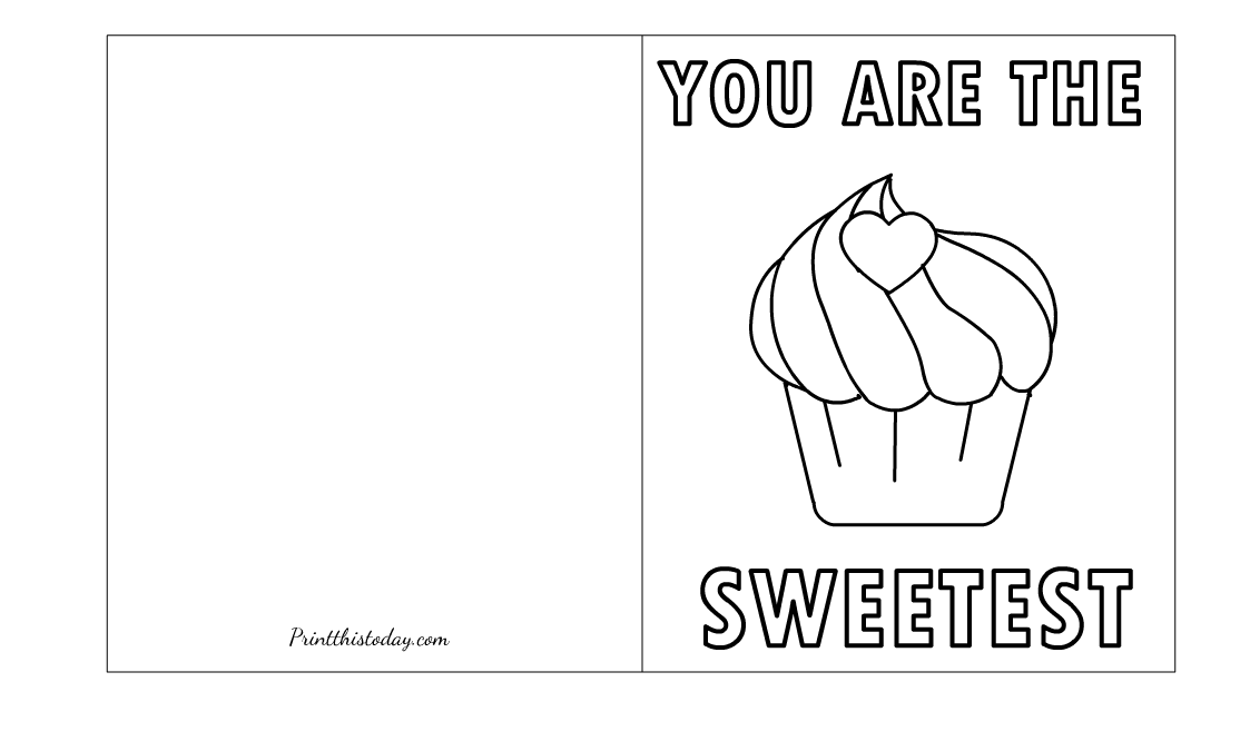 You are the Sweetest, Coloring Image Valentine's Day Card