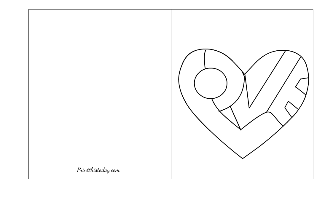 Valentine's Day Card for Kids to Color