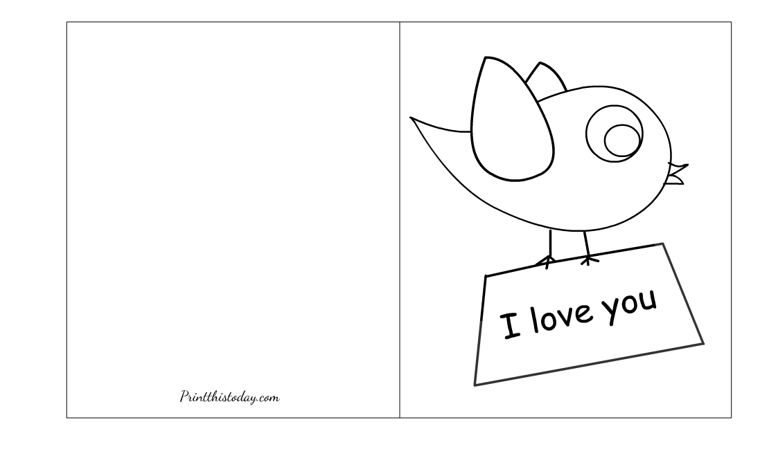 Love Bird to Color, Free Printable Card