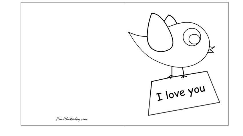 Love Bird to Color, Free Printable Card