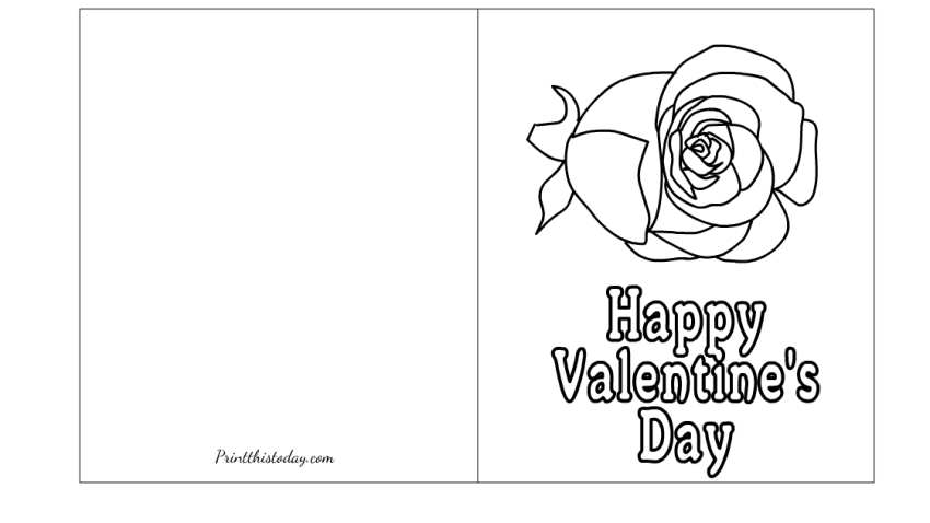 Happy Valentine's Day Coloring Card with a Rose