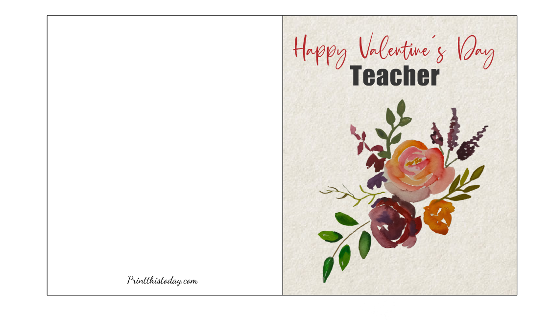 Card Saying, Happy Valentine's Day Teacher