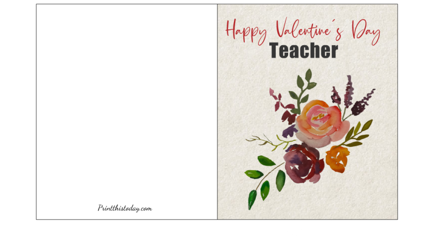 Card Saying, Happy Valentine's Day Teacher