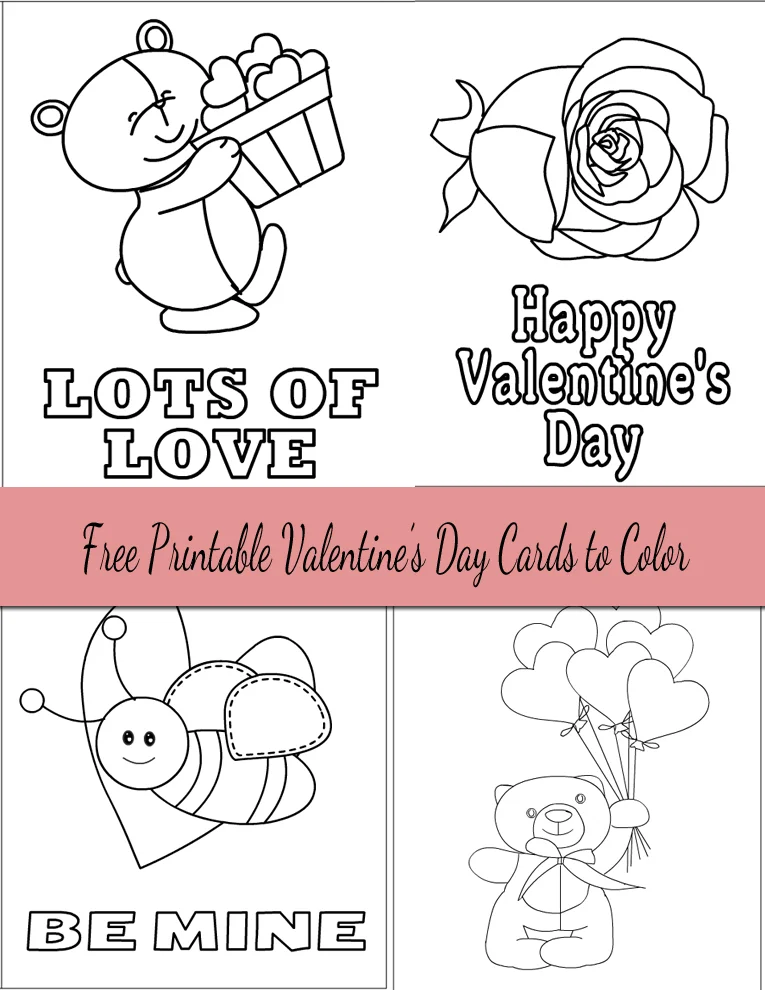 Free Printable Valentine's Day Cards to Color