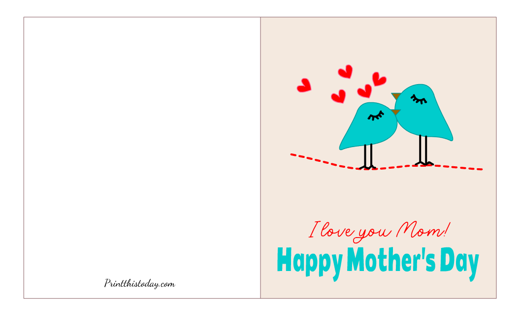 I love you Mom, Cute Free Printable Card