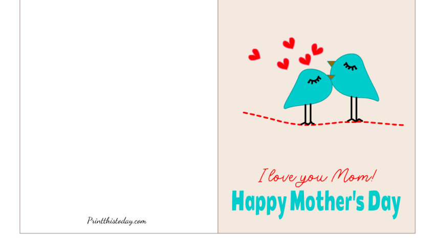 I love you Mom, Cute Free Printable Card