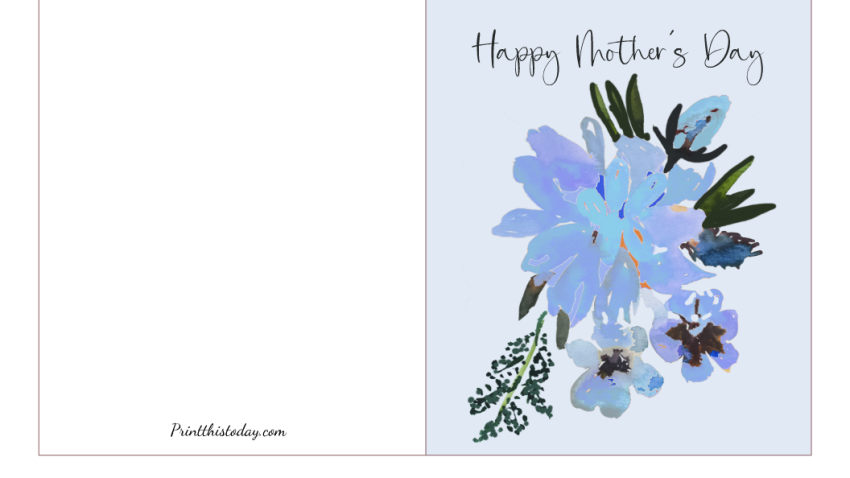 Free Printable Happy Mother's Day Card with Blue FlowersFree Printable Happy Mother's Day Card with Blue Flowers
