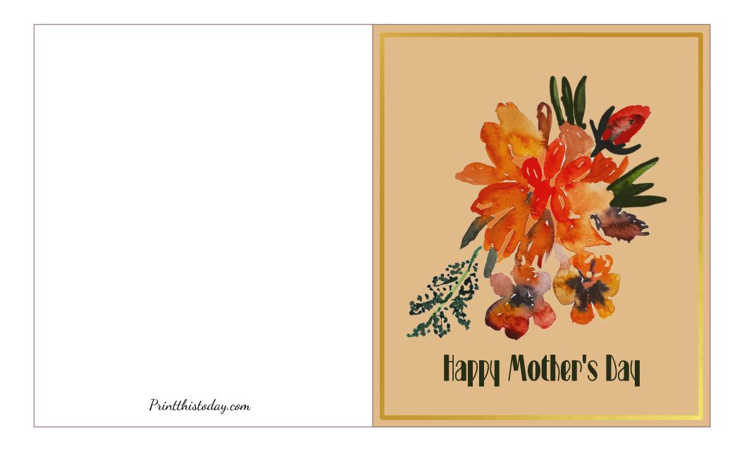Free Printable Mother's Day Card with Orange Flower