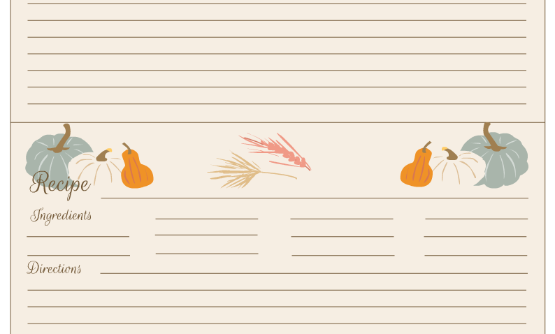 Free Printable Cute Recipe Cards for Thanksgiving
