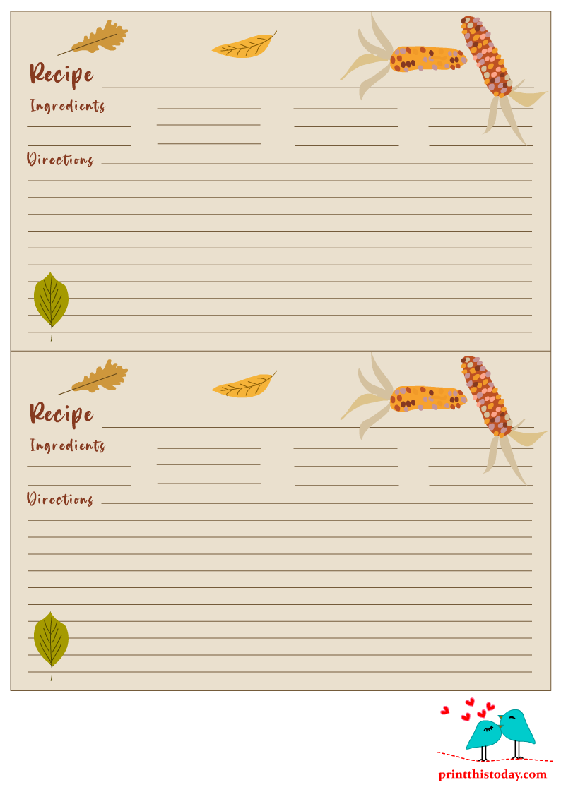 Recipe Cards: Free Printable Recipe Cards for Fall & Thanksgiving