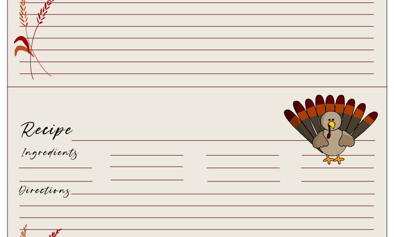 Free Printable Recipe Cards for Thanksgiving