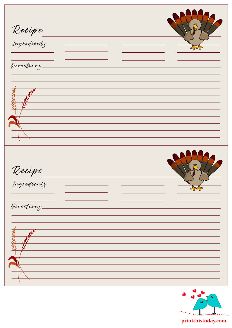 Recipe Cards: Free Printable Recipe Cards for Fall & Thanksgiving