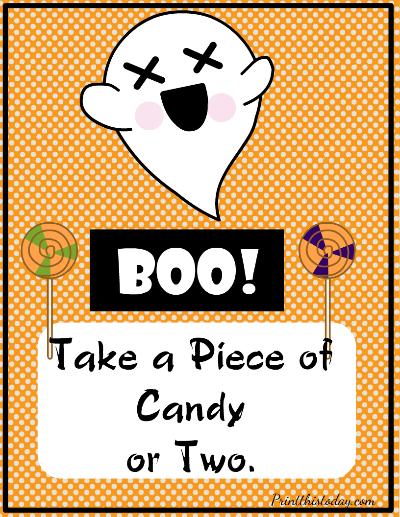 Boo, Take one piece or Candy or Two, Printable Sign