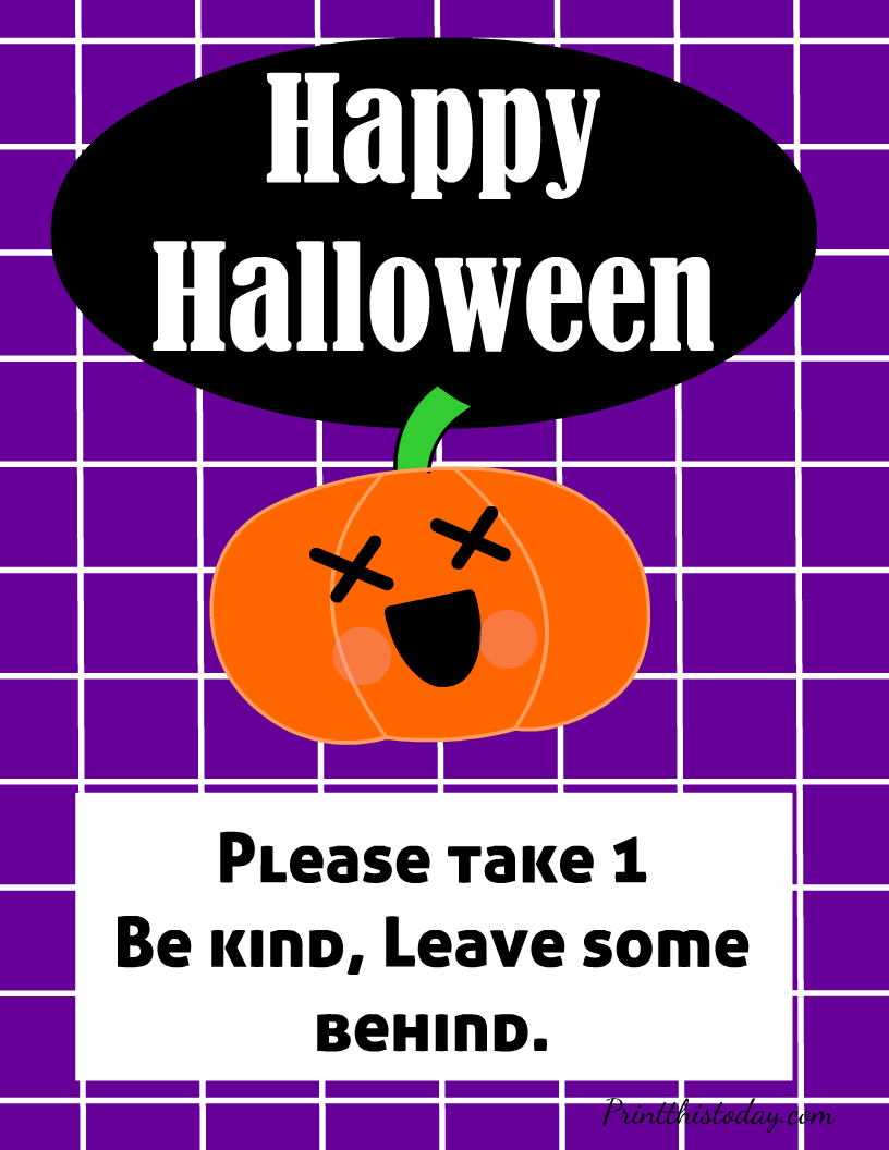 Cute Pumpkin, Halloween Candy Sign