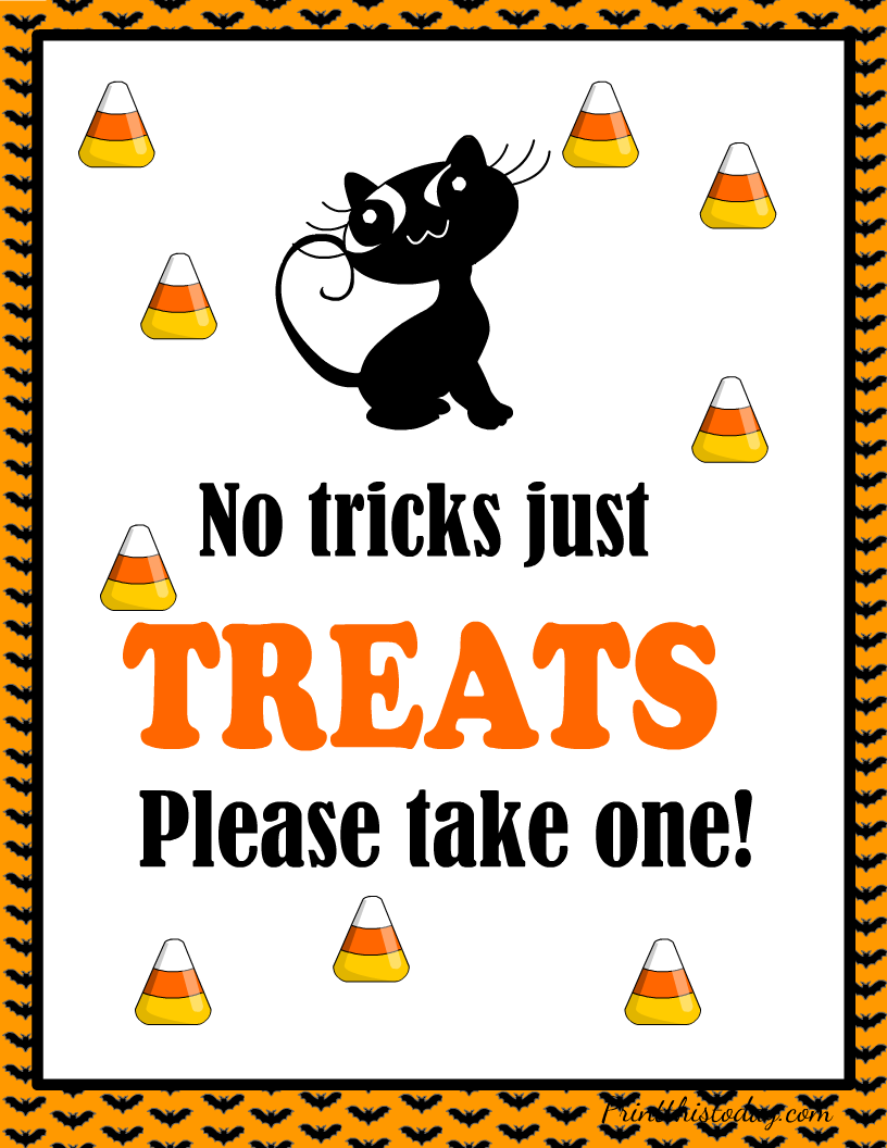No tricks, Just treats, Halloween Sign