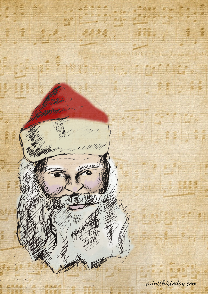 Junk Journal StationeryPage featuring Vintage Santa