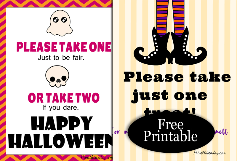 Free Printable Halloween Candy Signs