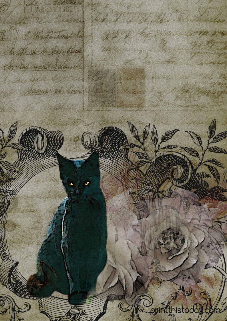 Free Printable Scary Cat Junk Journal Stationery