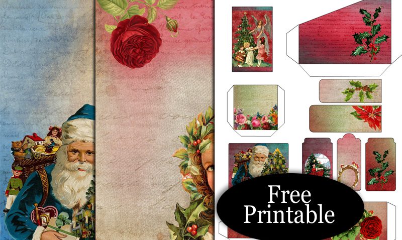 Free Printable Vintage Christmas Junk Journal Pages and Ephemera