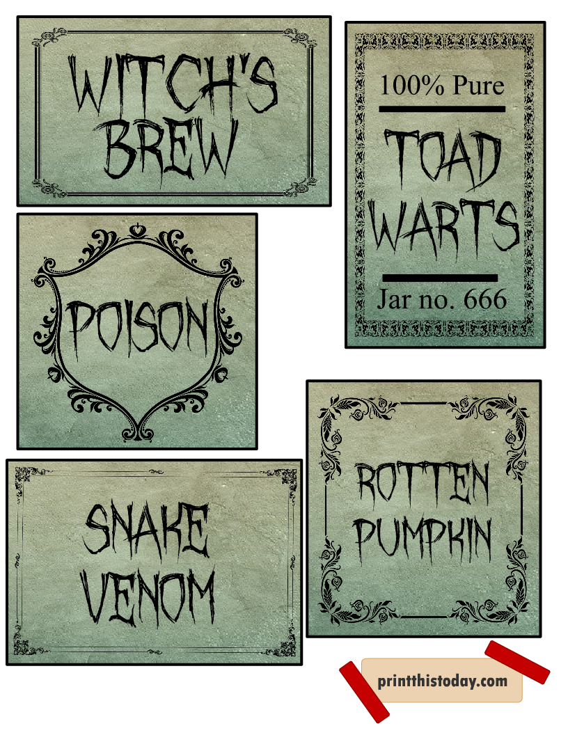 Free Printable Halloween Apothecary Labels