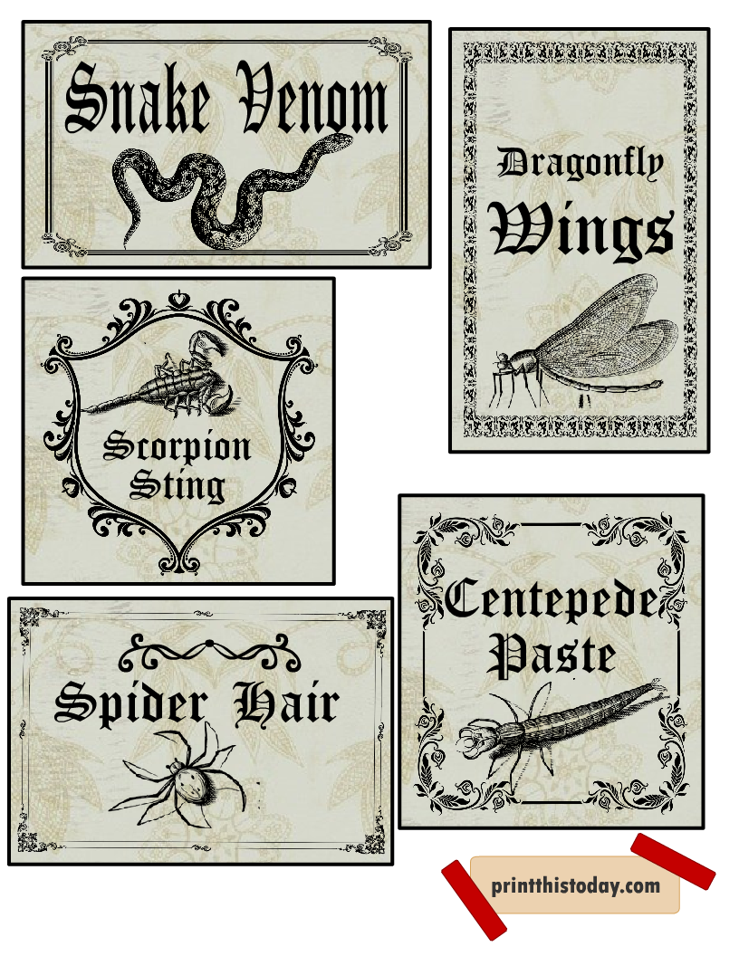 Free Printable Halloween Apothecary Labels