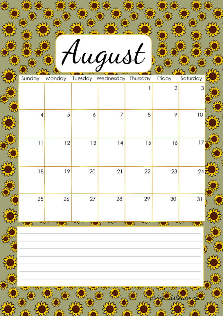 Free Printable Cute 2024 Monthly Calendar