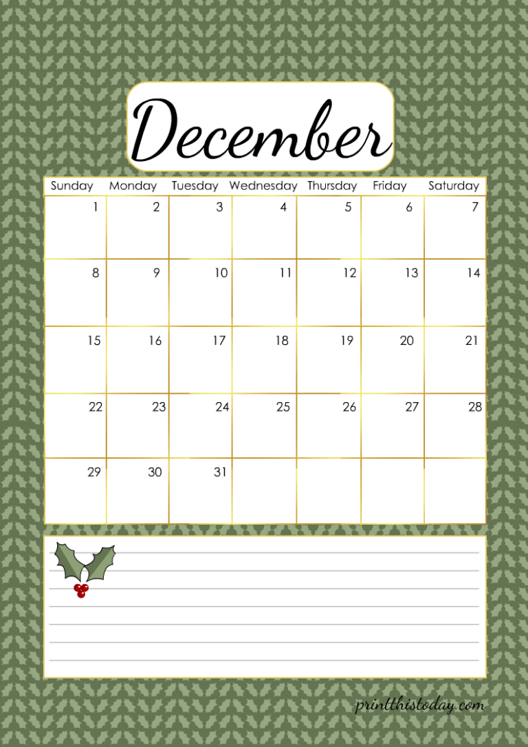 Free Printable Cute 2024 Monthly Calendar