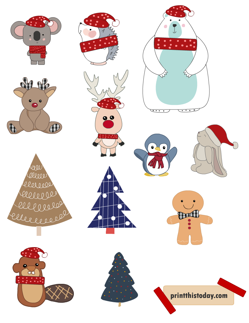 Gnomes Stickers. Christmas Stickers. Stickers Printable PNG By