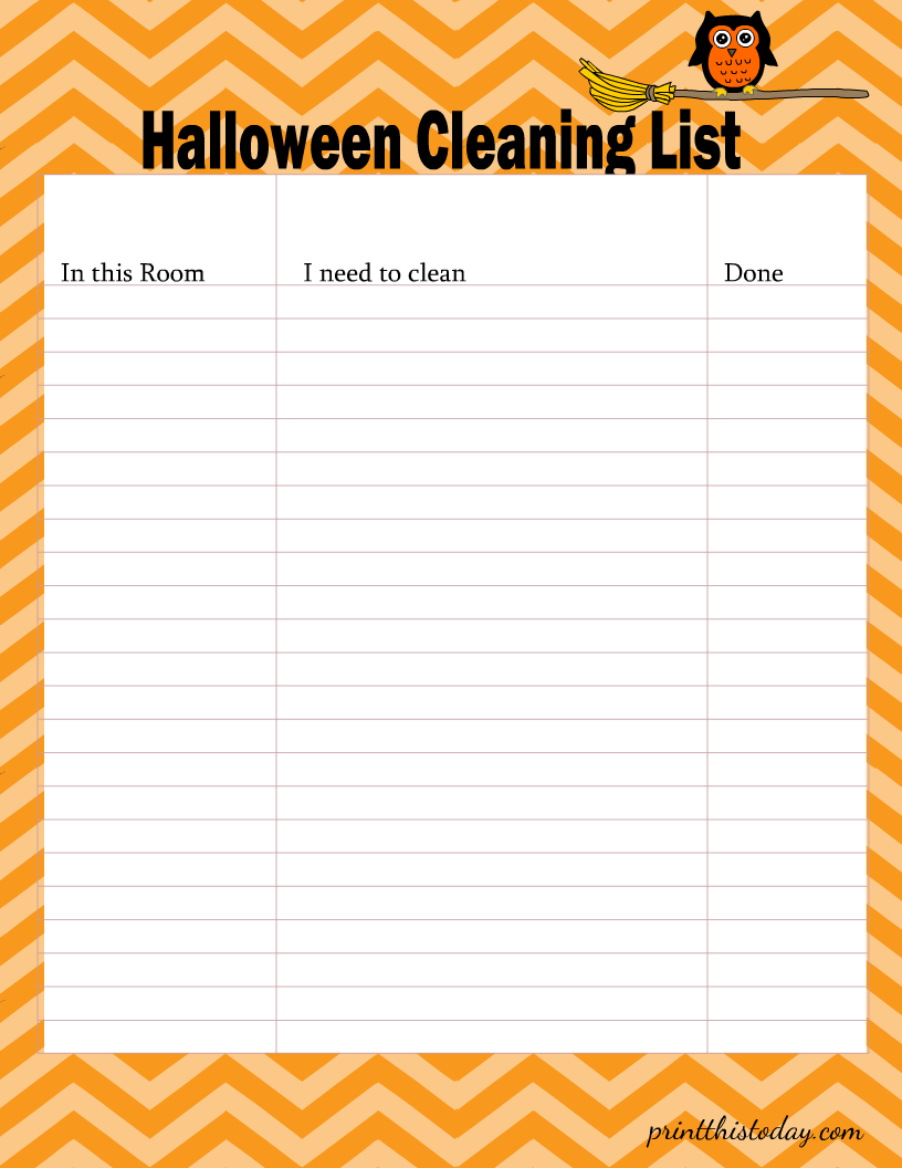 Halloween Cleaning List