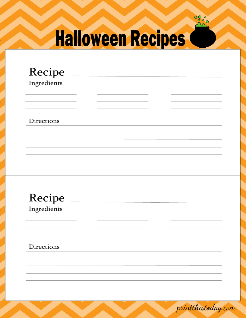 Free Printable Halloween Recipe Note Cards