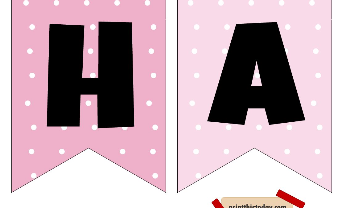 Free Printable Cute Pink Happy Birthday Banner for a Girl's Birthday