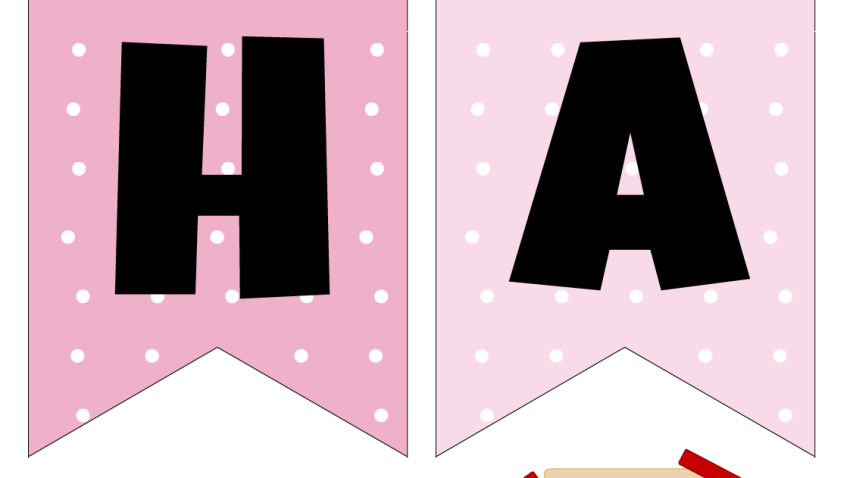 Free Printable Cute Pink Happy Birthday Banner for a Girl's Birthday