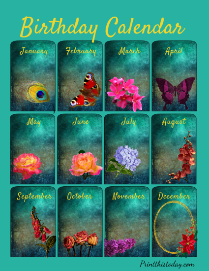 12 Free Printable Birthday Calendars / Trackers