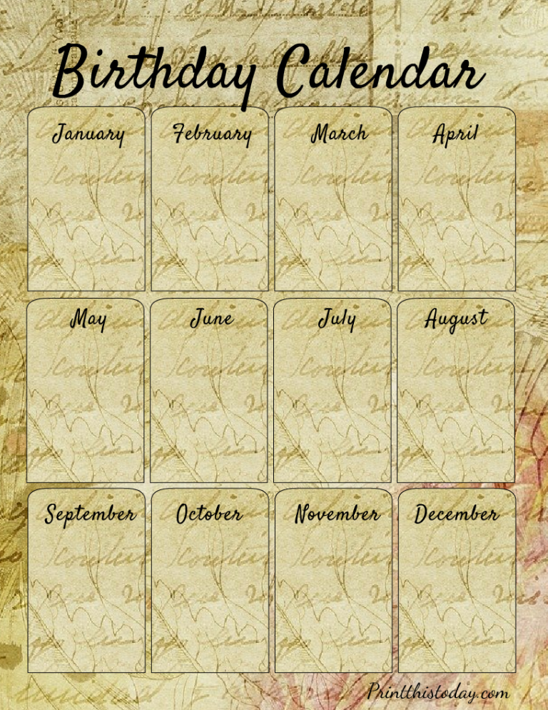 12 Free Printable Birthday Calendars   Trackers