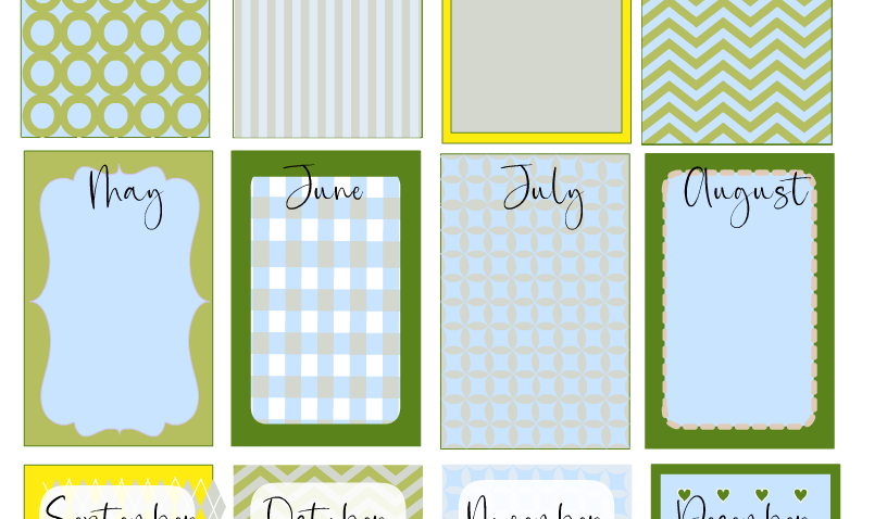 Blue, Yellow, and Green Birthday Calendar