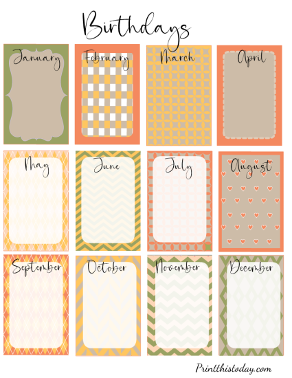 12 Free Printable Birthday Calendars / Trackers