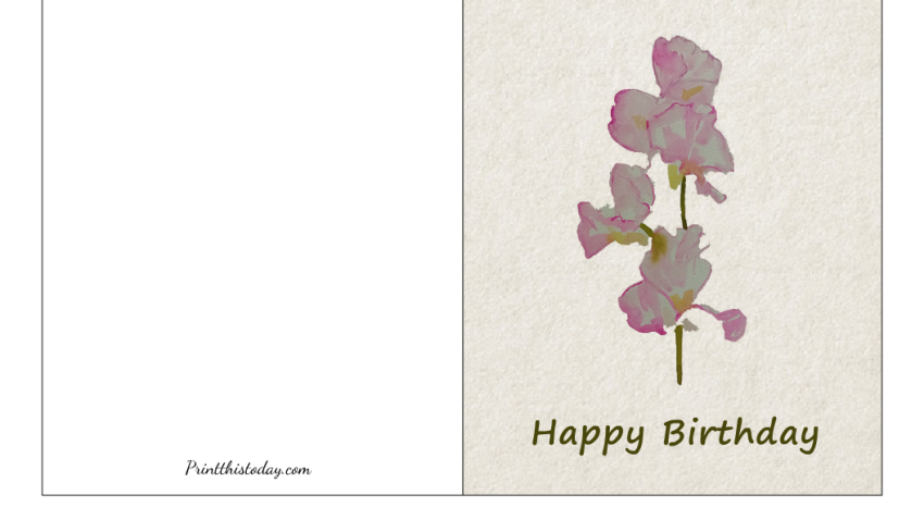 Pink Flower Branch, Birthday Card Printable for Her