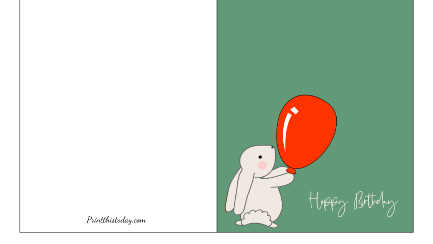 Cute bunny Birthday Card Printable