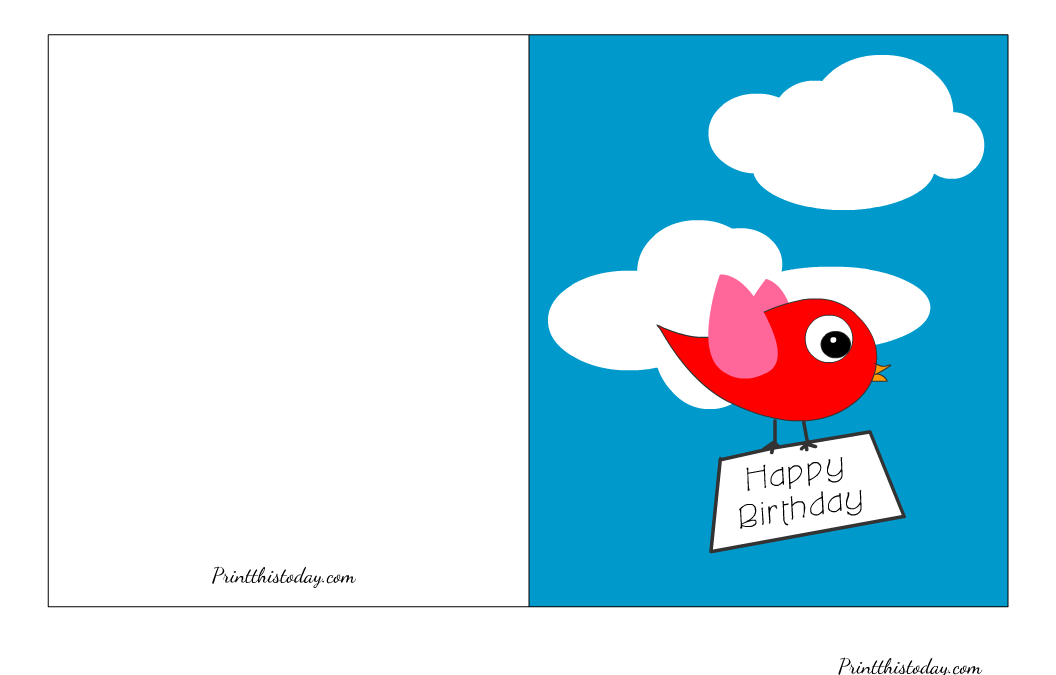 Little red birdies, Free Printable Happy Birthday Card