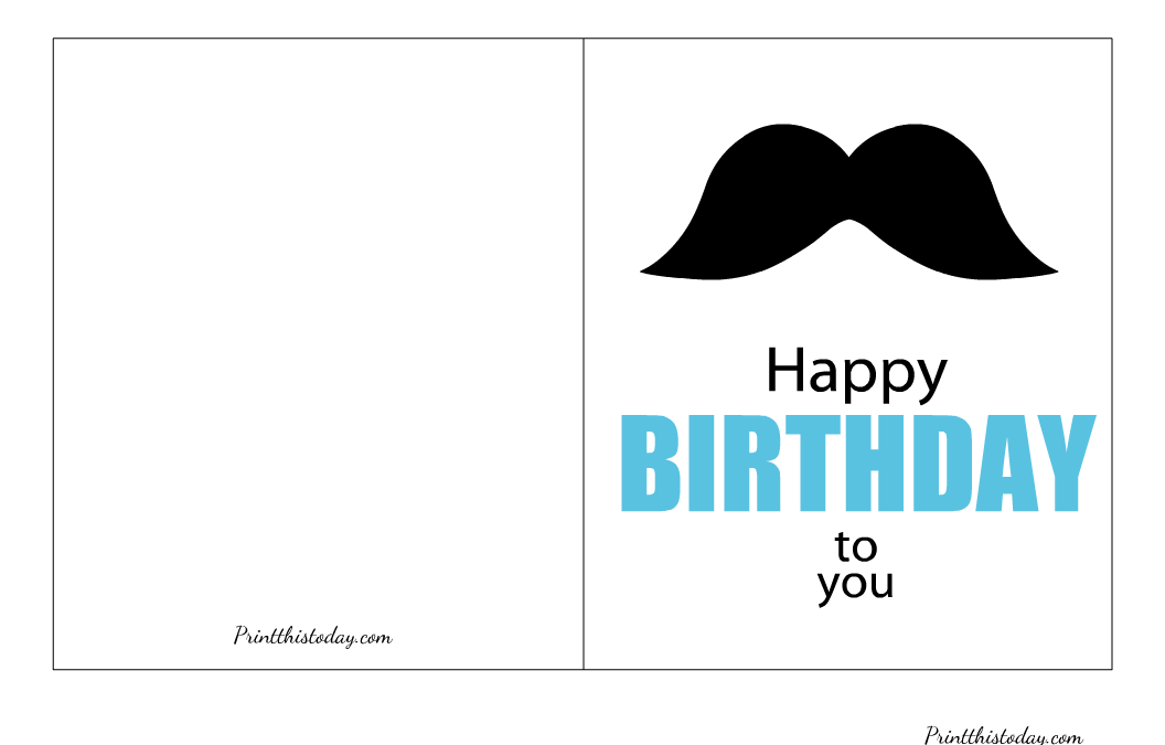 "Moustache", Happy Birthday Card for Him