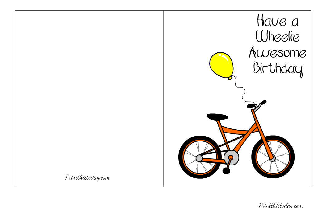 Bicycle and Balloon Birthday Card for Kids