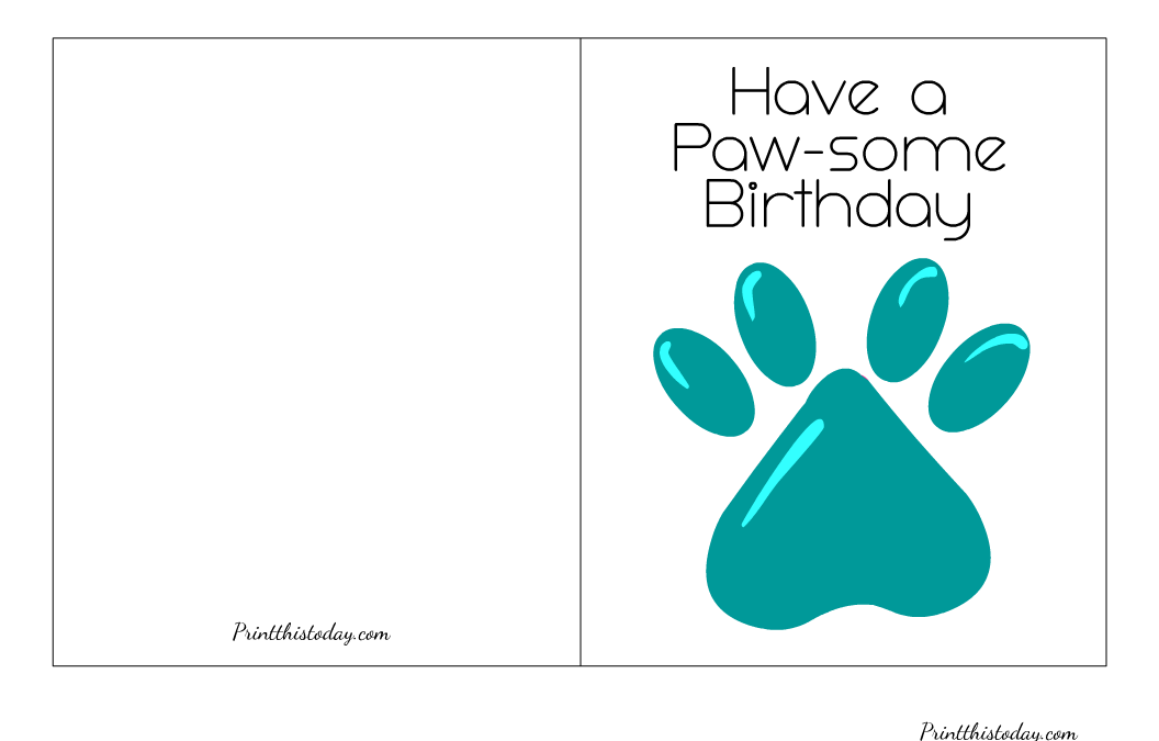 A Paw-some Birthday, A cute printable birthday card