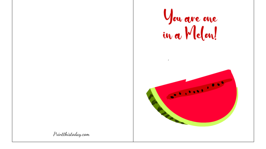 You are one in a melon, fun pun card for adults