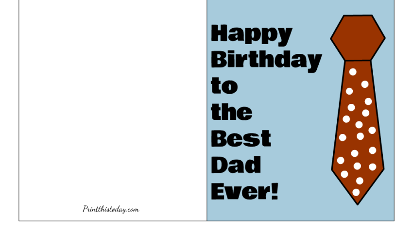 Happy Birthday to the Best dad, Printable card for Father