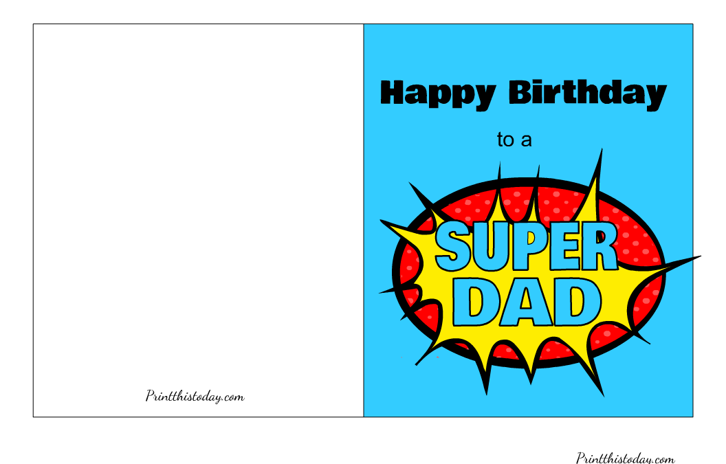 Happy Birthday Super Dad, Printable Card for Father