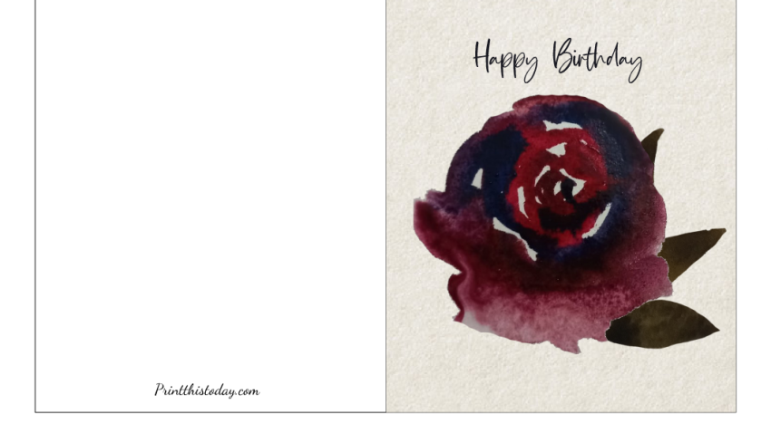 Free Printable Roses Birthday Card Template