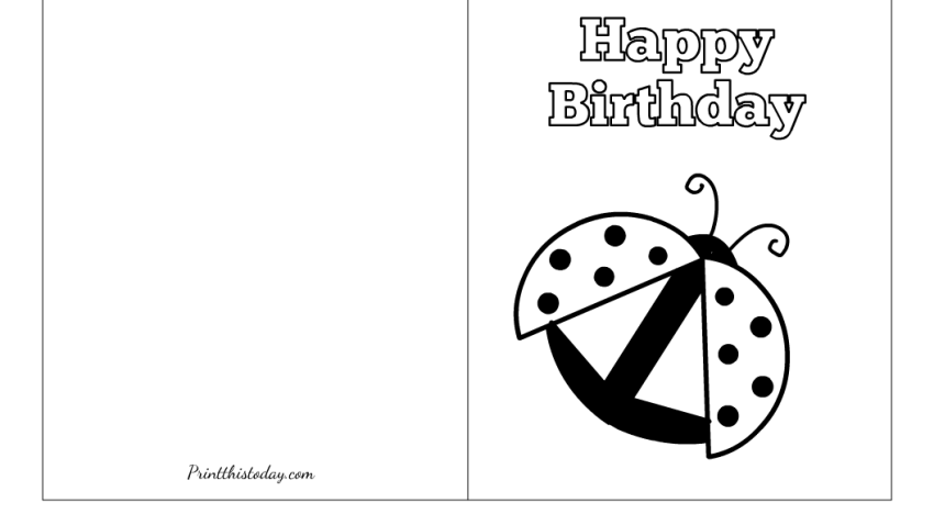 Free Printable Ladybug Birthday Card to Color