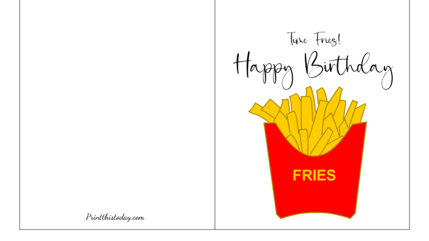 "Time Fries", Cute Printable Birthday Card for Adults