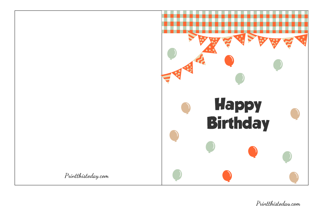 Free Printable Birthday Card featuring Buntings and Balloons