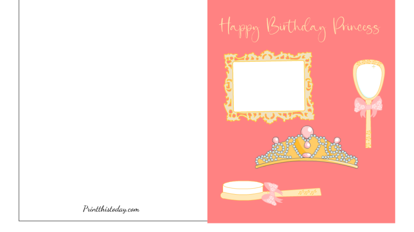 Free Printable Birthday Card for a Princess